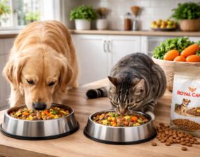 Nourrir les animaux domestiques sainement avec croquettes Royal Canin et légumes frais bio